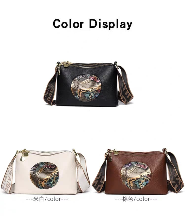 IMPORTED ROUND CYLINDRICAL ELIPHENT PATCHED SLINGBAG WITH BROAD BELT..!